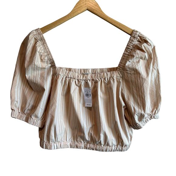 American Eagle Puff-Sleeve Bubble Top Shirt Striped XL - Picture 2 of 9